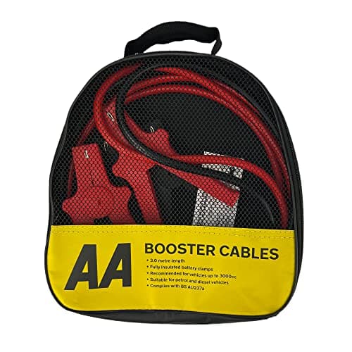 Image of AA Insulated Booster Cables/Jump Leads AA4550 - For Petrol/Diesel Engines Up to 3000cc, 3 m Cable, Storage Bag