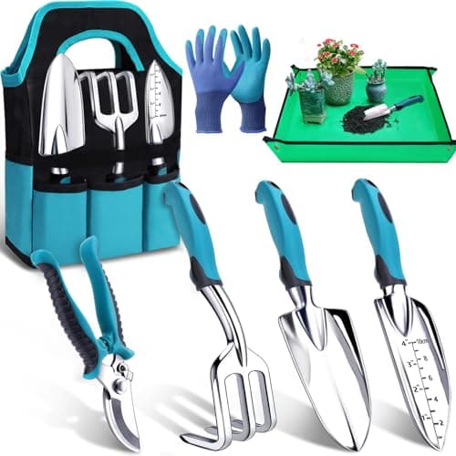 Image of Kynup 7-Piece Gardening Set, Heavy Duty Garden Tools Set with Ergonomic Non-Slip Handles, Rust-Proof Garden Hand tools, Gardening Gifts for Women, Men, Gardener