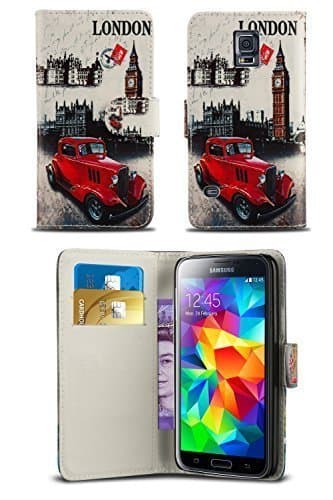 Image of Other Pattern Modern Print Design Wallet Flip Case Cover with Integrated Stand for Nokia Lumia 630 - Red Vintage Car and Big Ben