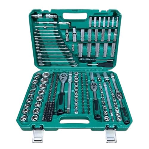 Image of Bodygenix 216PCS Socket & Ratchet Wrench Set – Heavy-Duty CR-V Steel 1/4" 3/8" 1/2" Drive Tool Kit for Car, Home & Garage Repairs – Durable Green Carry Case for Mechanics & DIY Projects