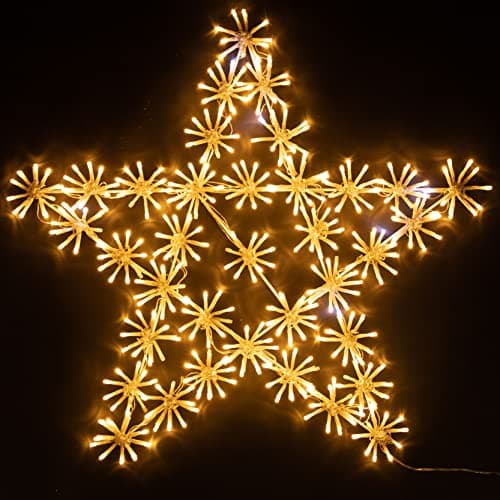 Image of 65Cm Starburst Star Shape Silhouette with 360 Warm White LEDs Twinkling Micro LED Lights Christmas Display Indoor and Outdoor Window Wall Decorations
