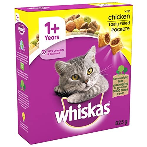 Image of Whiskas 1+ - Dry Cat Food for Adult Cats - with Chicken - 825 g