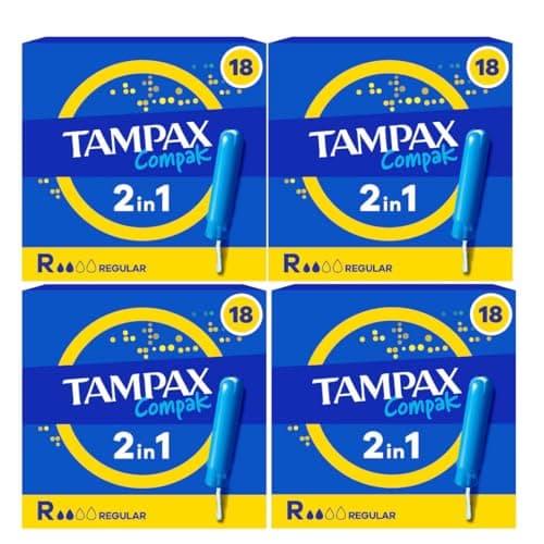 Image of MM Tampax Compak Tampons Regular 18 x 4 Packs (72 Total) | Compact, Discreet & Reliable Protection | Leak Guard & Easy Applicator