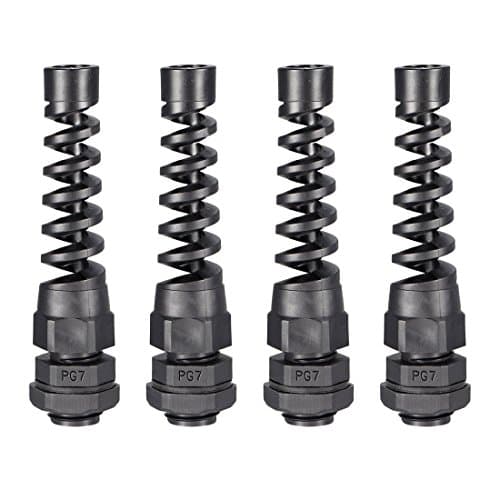 Image of sourcing map 4Pcs PG7 Cable Gland Black Waterproof Plastic Joint with Strain Relief for 3mm-6.5mm Dia Wire