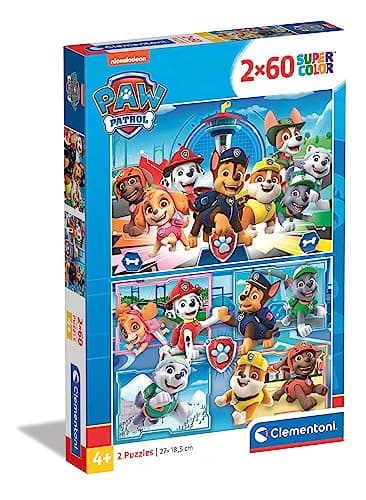 Image of Clementoni 21617, Paw Patrol Puzzle for Children, 2 x 60 pieces, Ages 5 Years Plus, Multi Coloured