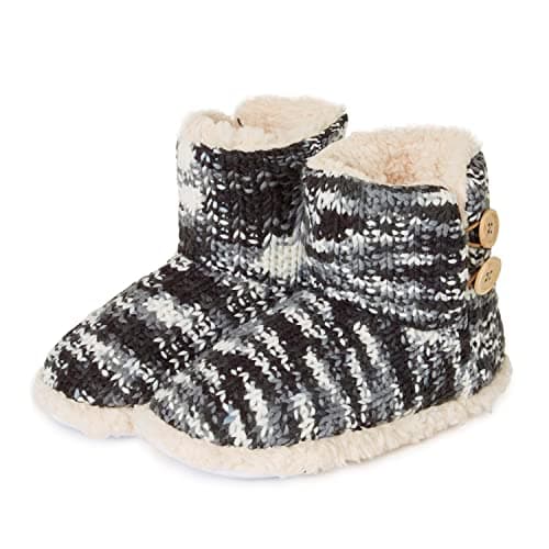 Image of CityComfort Knitted & Novelty Booties Indoor & Outdoor Slipper Boot (5/6 UK, Knitted Grey & White)