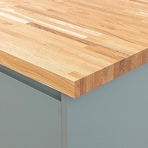 Image of domli Solid Oak Kitchen Worktop | 3000mm x 620mm x 40mm | Premium Wood Worktops | Oak Wooden Timber Counter Tops | Cut To Size Customisation Available | Real Wood Block Stave Kitchen Countertops