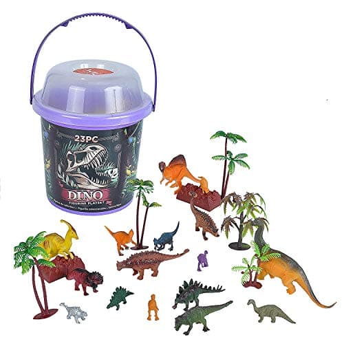 Image of WILD REPUBLIC 22113 Dinosaur Toys Large Bucket, 23 Piece Animal Figurines Set T Rex, Triceratops, Velociraptor, Spinosaurus, Stegosaurus, Dinosaure