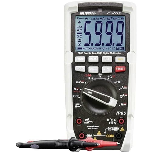 Image of VOLTCRAFT VC-450 E Handheld Multimeter Digital Jet Water Proof (IP65) CAT III 1000 V, CAT IV 600 V Display (Counts):