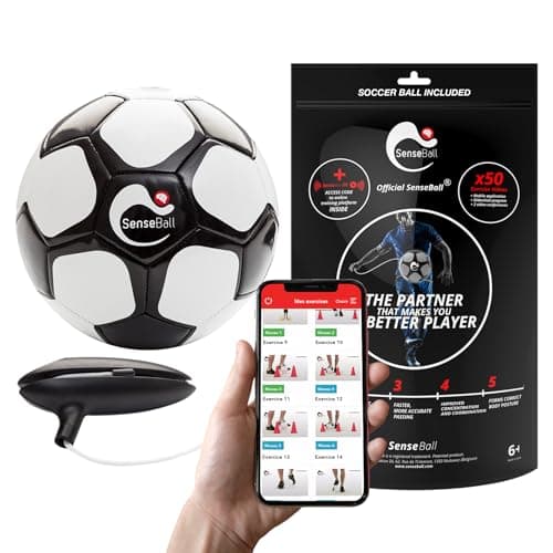 Image of SenseBall Smart Football - Size 3, Black - Two-Footed Skill & Football Training Equipment - App-Guided Soccer Ball Drills & Customisable Exercises