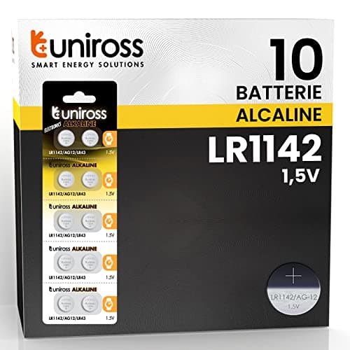 Image of Uniross LR43 (AG12 LR1142) Alkaline Coin Cell Watch Battery. 1.5V. Long Shelf Life. 100% Leak Proof