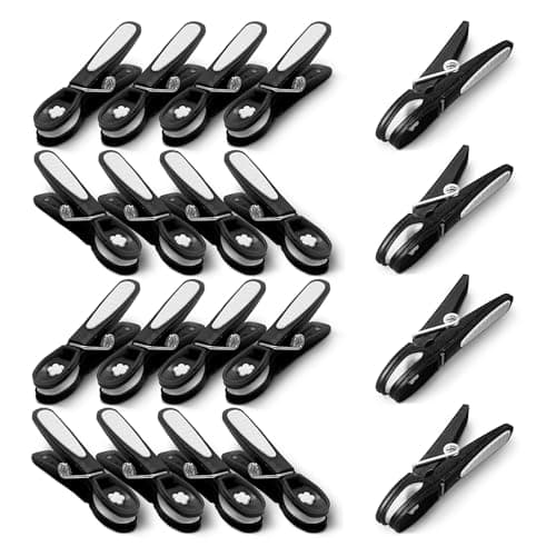 Image of KEPLIN 20-Pack Black Laundry Pegs - Durable Plastic Clothespins with Strong Spring & Secure Clamping for Indoor & Outdoor Use - Safe, Odourless & UV Resistant (Black)