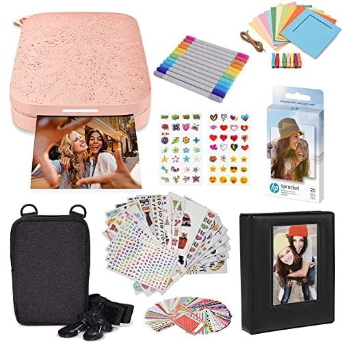 Image of HP Sprocket Portable 2x3 Instant Color Photo Printer (Blush Pink) Starter Bundle