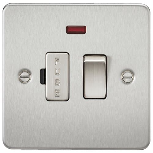 Image of Knightsbridge FP6300NBC 13 A Flat Plate Switched Fused Spur Unit with Neon, Brushed Chrome