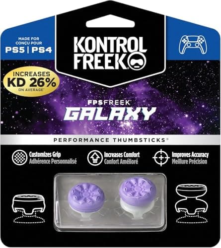 Image of KontrolFreek FPS Freek Galaxy Purple for PlayStation 4 (PS4) and PlayStation 5 (PS5) | Performance Thumbsticks | 1 High-Rise, 1 Mid-Rise | Purple
