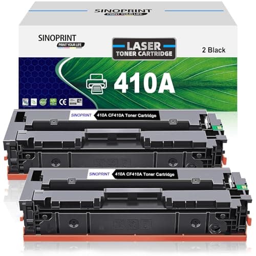 Image of SINOPRINT CF410A 410A Black Toner Cartridges Compatible with HP 410A CF410A 410X CF410X for HP M477fdw Toner for Color LaserJet Pro MFP M477fnw M477fdn M452dn M452nw M377dw M477 M452 M377, 2 Black