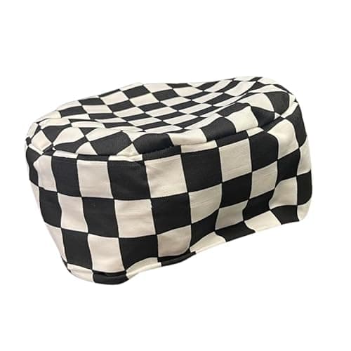 Image of Chef Skull Cap Beanie Hat Black and White Checkered Kitchen Chef Headwear