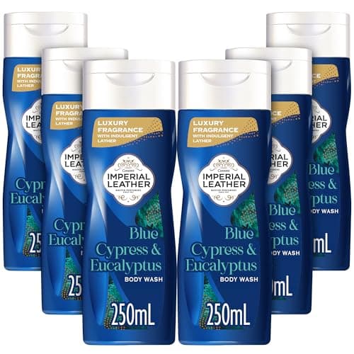 Image of Imperial Leather Blue Cypress & Eucalyptus Body Wash Shower Gel, Signature Oil Blend, Creamy Indulgent Lather, Luxury Fragrance, Bulk Buy, Pack of 6 x 250ml