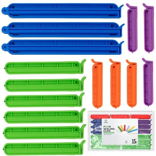 Image of Heavy Duty Bag Clips – Pack of 15 Thick Strong Food Bag Sealing Clips, Reinforced Hinge, 3 Sizes Airtight Kitchen Bag Sealers for Snacks, Bread, Coffee & Freezer Storage