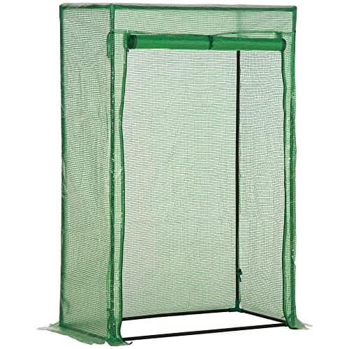 Image of Outsunny 100 x 50 x 150cm Tomato Greenhouse Steel Frame PE Cover with Roll-up Door Outdoor for Backyard, Balcony, Garden, Green