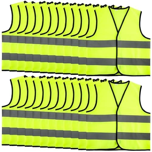 Image of 24 Pcs Kids Hi Vis Vests Hi Vis Safety Vests with Reflective Strips Child High Visibility Reflective Vest for Children Outdoor Construction Outfit Traffic Activities ((XL, 13-15 years(52 x 53 cm)))