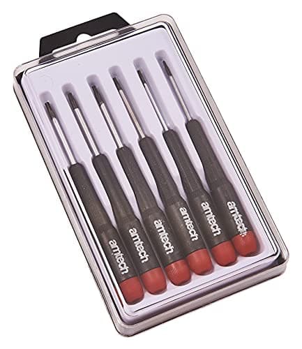 Image of Amtech L0530 6pc Precision Torx Screwdriver Set, T5, T6, T7, T8, T9 & T10 Plastic Handles Screwdrivers with Plastic Storage Case