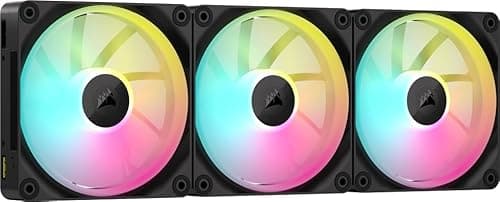 Image of Corsair iCUE LINK LX120 RGB 120mm PWM Fans Triple Pack – Dual Light Loops – Includes iCUE LINK System Hub AirGuide Technology – Black