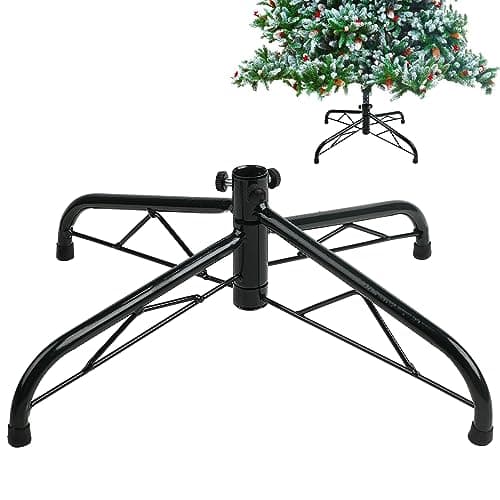 Image of ZALAON Christmas Tree Base Stand, 40CM Green Artificial Tree Bracket Metal for 4ft 5ft 6ft Christmas Tree