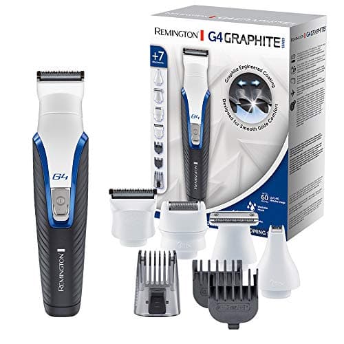 Image of Remington Beard Trimmer [Multifunction Hair, Face & Body] Graphite Series G4 (Graphite Blades, Precision, 4 Interchangeable Heads, Adjustable Clogs 0.5-20 mm, Mains / Wireless90 min) PG4000 Trimmer