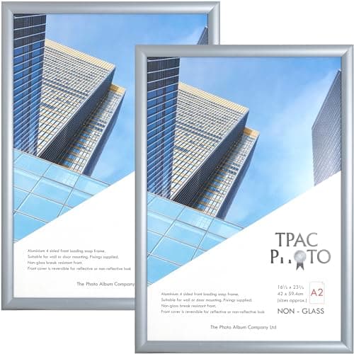 Image of ThePhotoAlbumCo SNAP A2 (42x59cm) Silver Snap Frame - Pack of 2 - Acrylic (Non Glass) Front TPAC-SNAPA2S-2PK