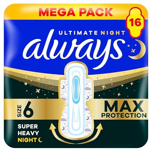 Image of Always Ultra Sanitary Towels Secure Ultimate Night (Size 6) with Wings 3 x 16 Pads, Super Absorbent and Ultra Thin, for Menstrual Periods