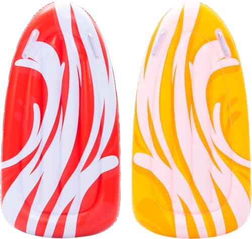 Image of JOYIN 2 Pack Inflatable Body Boards for Water Slides, Body Board for Lawn Waterslides, Swimming Pool Floating Learn to Swim, Summer Water Fun Toy for Kids and Toddlers (Red,Yellow)