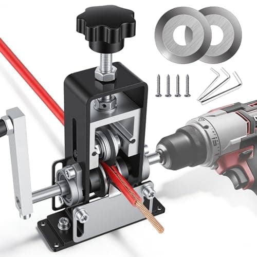 Image of Cable Stripper with 2 Blades, Copper Wire Stripper Machine for Hand Crank or Drill Powered, Cable Stripper Machine for 1-21mm Cable, Adjustable Cable Stripper Tool for Scrap Copper Recycling (Style 2)