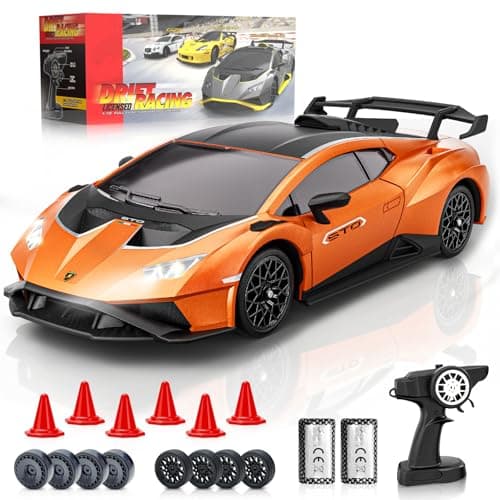 Image of LUXOS RC Lamborghini Remote Control Cars, 1:18 Scale Officially Licensed Lamboghini Toy Car, Cool RC Car Toys for 4 5 6 7 8 9 10 11 12 Year Old Boys Kids Adults Gifts,15km/h Fast RC Drift Cars(Orange)