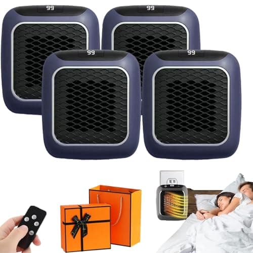 Image of Heatflash Heater, 4Pc Heatflash Ceramic Wall Heater Plug In, Heat Flash Mini Electric Heater With Remote, Ptc Heating Element, Rapid Heating In 3 Seconds, Electric Low Energy Quiet (Blue, 4Pc)