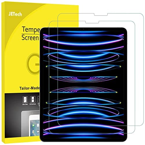 Image of JETech Screen Protector for iPad Pro 12.9 Inch 2022/2021/2020/2018 (6th/5th/4th/3rd) Model, Face ID Compatible, 9H Tempered Glass Film, 2-Pack