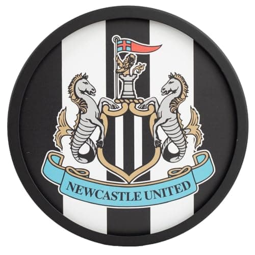 Image of Newcastle United FC Metal LED Logo Sign, 25cm x 25cm, Black and White, 578g