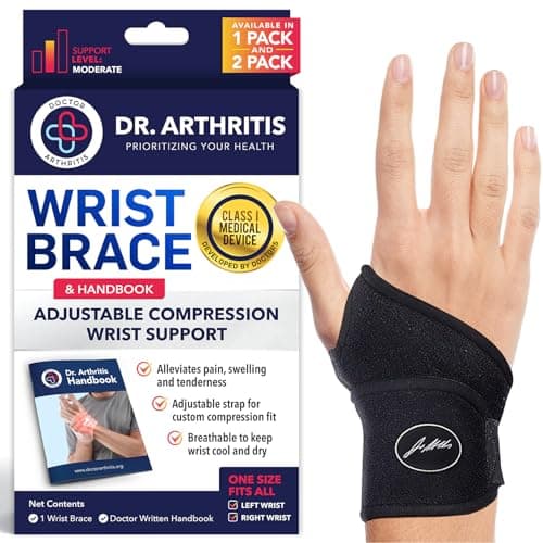 Image of Doctor Developed Wrist Supports - For carpal tunnel, wrist injuries, arthritis, hand support - Wrist brace and Wrist Strap with Handbook (Single)