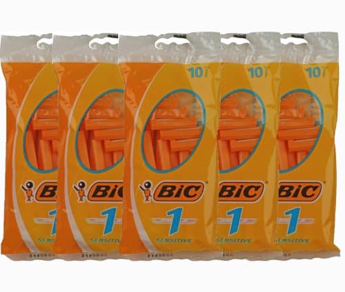 Image of Bic Single Blade Sensitive Skin Pack of 5 x 10 Razor N ° 1 –