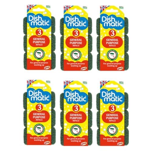 Image of Dishmatic General Purpose Washing-Up Sponge Refills, 3 per Pack, Pack of 6