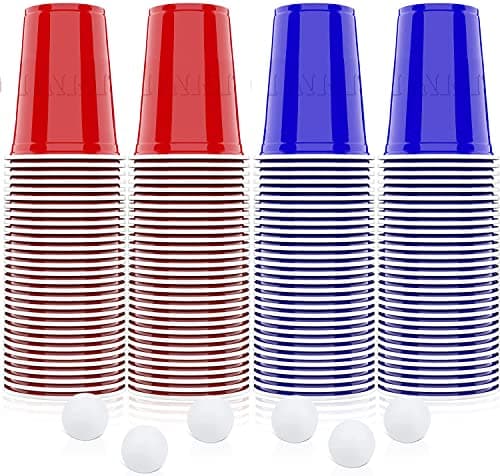 Image of Original Cup Pack of x120 Official 60 Blue + 60 Red + 6 Balls | Premium Quality | American Cups 53cl | Game | Reusable Plastic Cups | Hand Wash & Dishwasher Safe | OriginalCup®