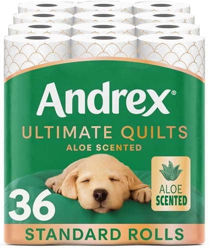 Image of Andrex Ultimate Quilt Toilet Roll - 36 Toilet Rolls with Aloe Vera Fragrance, 3-Ply, Bulk Buy, Soft, Thick Sheets, FSC Certified