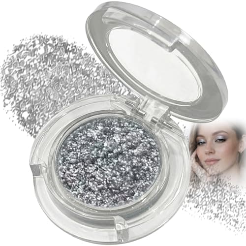 Image of Icy Silver Pearlescent Single Eyeshadow – Cool Silver Blue Shimmer Pressed Powder for Eye Makeup, Smooth Blendable Texture with Reflective Sparkle, Long Lasting Radiant Finish in Compact