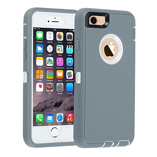 Image of smartelf Case for iPhone 6 Plus/6s Plus Heavy Duty With Built-in Screen Protector Shockproof Dust Drop Proof Protective Cover Hard Shell for Apple iPhone 6+/6s+ 5.5 inch-Grey/White