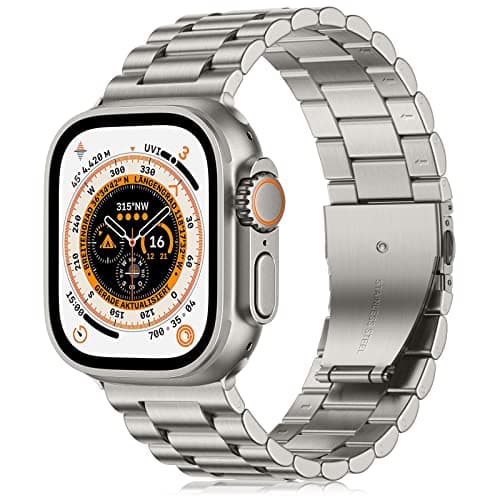 Image of Netolo Titanium Metal Straps Compatible with Apple Watch Ultra 2 Strap 49mm, 24mm Wide and Colour-Matched Stainless Steel Replacement Band Compatible with Apple Watch Ultra Strap 49mm for Men Women