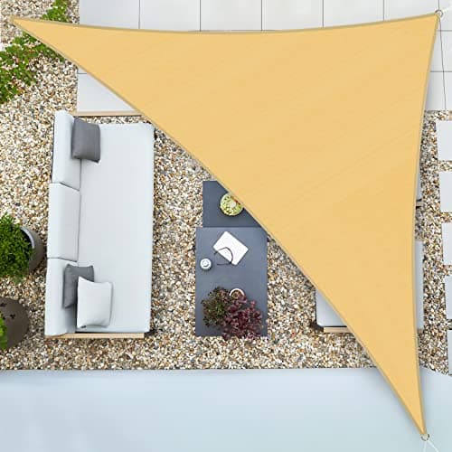 Image of Duerer Sun Shade Sail Canopy 5 x 5 x 5m Triangle, 95% UV Block, Permeable 185GSM Sail Shade Cover for Patio, Garden, Pergola, Backyard, Outdoor Shade Facility & Activities - Sand