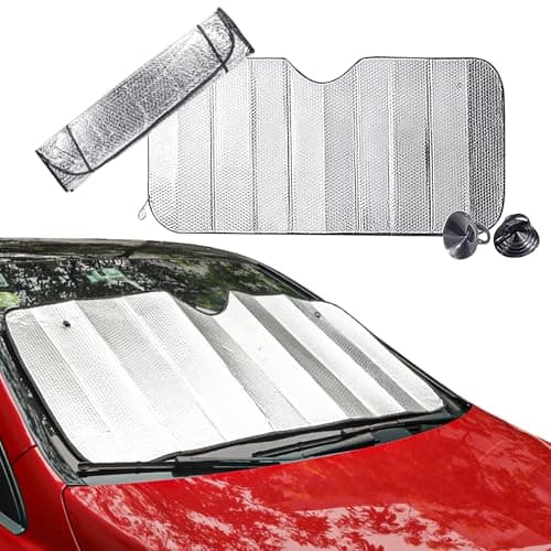 Image of Car Windscreen Sun Shade, Foldable Car Windshield Sunshades Anti UV Keep Vehicle Cool, Universal Windshield Dust Sun Shade Visor Shield Cover for Cars Van (130 X 60CM)