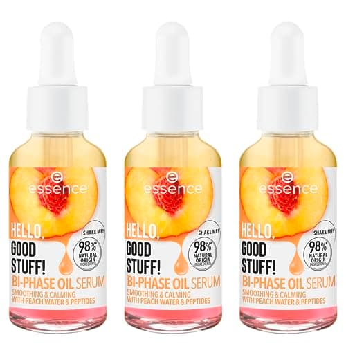 Image of essence HELLO, GOOD STUFF! BI-PHASE OIL SERUM, Face Serum, Transparent, Moisturising, Smoothing, Vegan, Paraben-Free, No Microplastic Particles, Nanoparticles Free, Pack of 3 (3 x 30 ml)