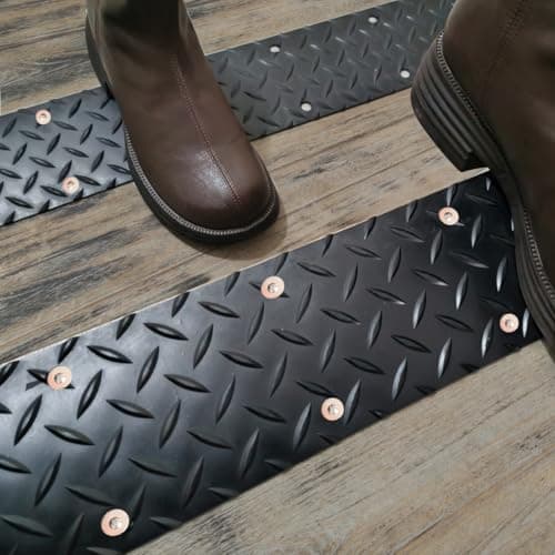 Image of Outdoor Rubber Non-Slip Strips for Wooden Stair Tread,Anti Slip Safety Mats for Wooden Steps.(2 Packs,with Screws and Washers Included)