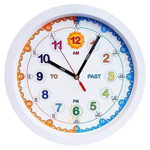 Image of Amonev Time Teacher Children Wall Clock With Silent Movement. 30 Centimeter Diameter